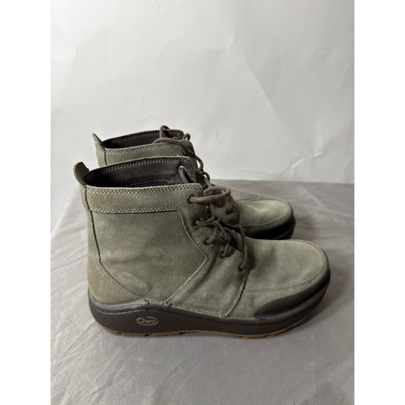 Chaco Waterproof Suede Lace Up Ankle Boots Men US 10.5 EU 43 Gray Vibram Sole - Picture 3 of 8